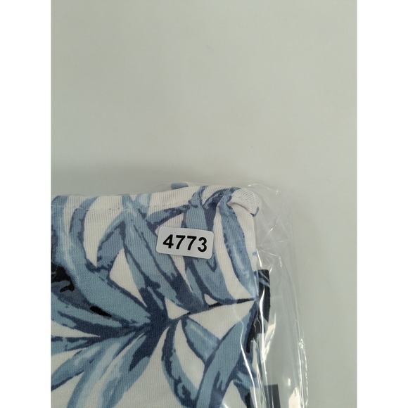 J. Jill Womens Tropical Empire Waist Tunic L White/Blue 3/4 Sleeve Comfy Stretch - Picture 12 of 12